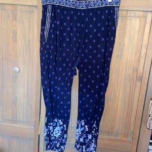 Navy Patterned Pants